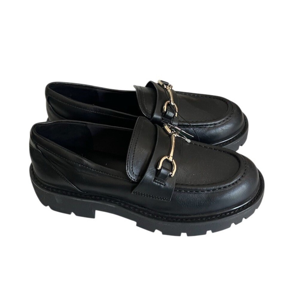 Wild Fable Women's Black Chunky Lug Sole Horsebit Loafers Slip-On Shoes